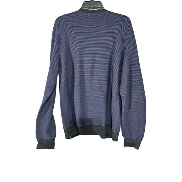 Calvin Klein Sweater Men's L Navy Blue Striped Round Neck Pullover - Picture 3 of 6